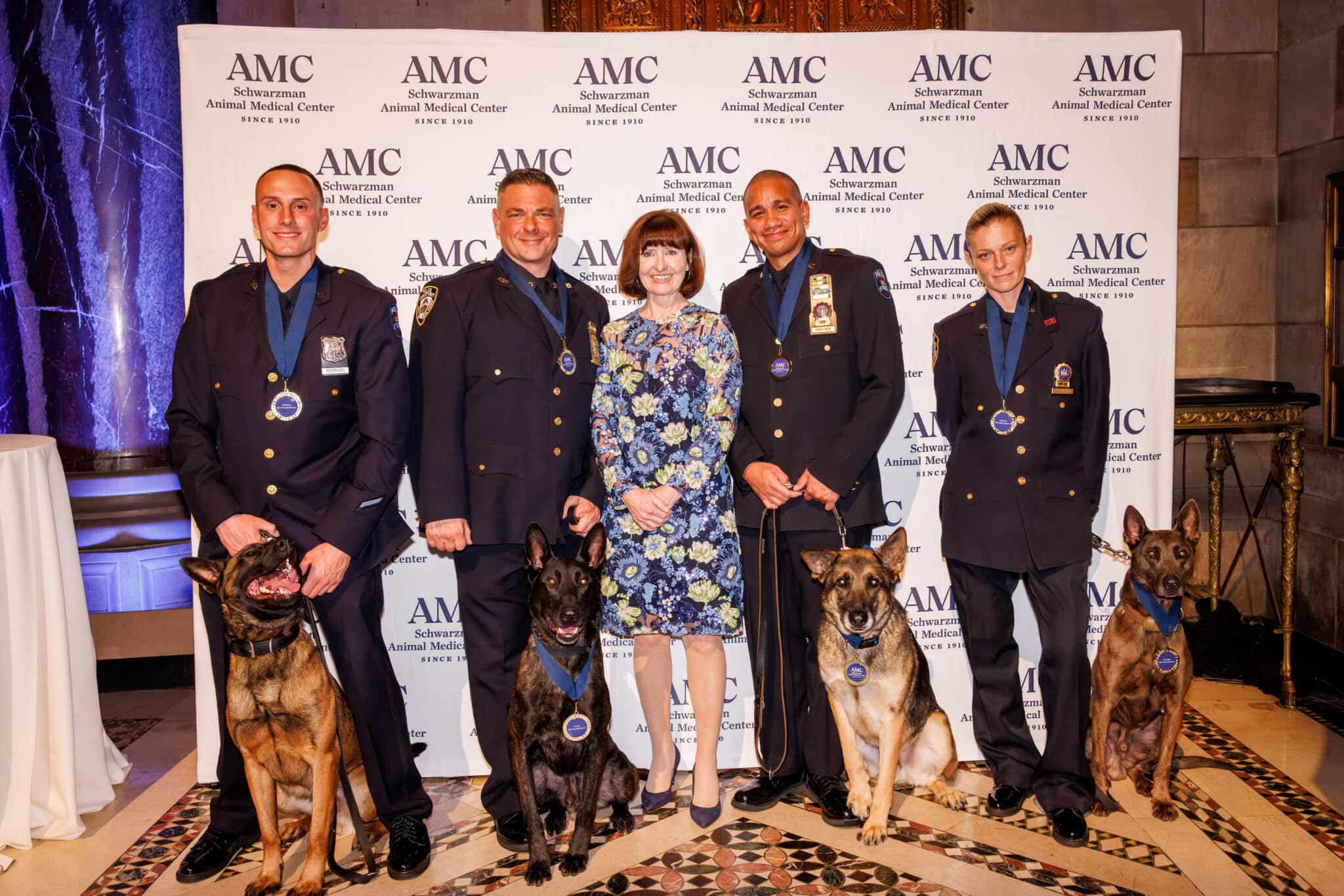 PO Ferrari with K9 Hansen, Det Spalazzi with K9 Mos, Helen Irving, Det Urquiaga with K9 Louie, Det Grejniec with K9 Tombo